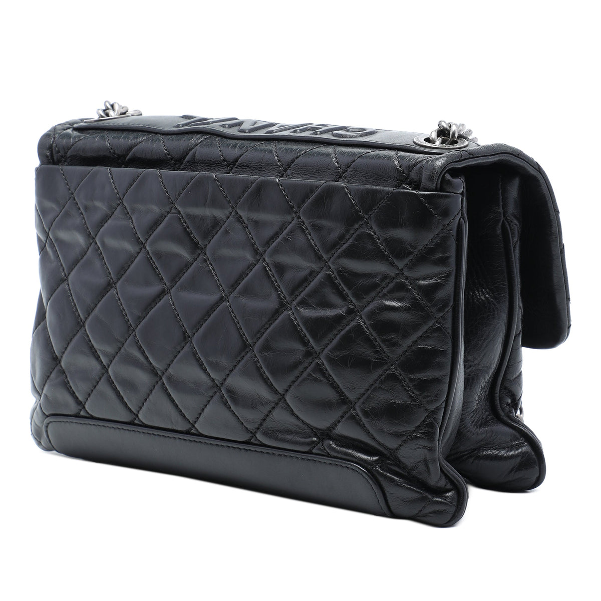 Aged Chain Compartment Messenger Bag Quilted Glazed Calfskin Medium