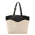 Calfskin Canvas Tote Black White