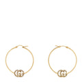 18K Yellow Gold Diamond Running GG Hoop Earrings