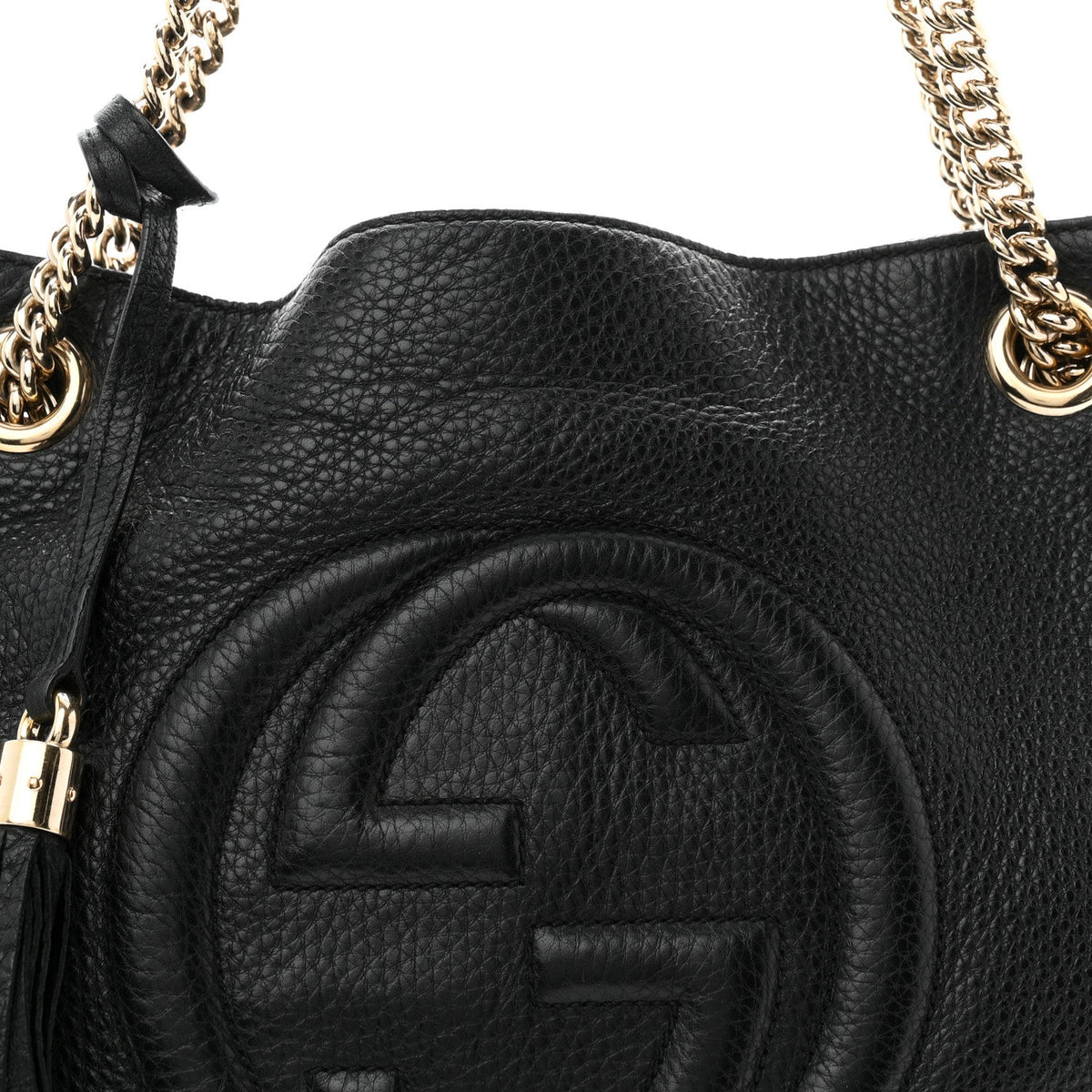 Pebbled Calfskin Medium Soho Chain Shoulder Bag Black