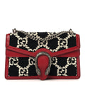 Tweed GG Monogram Small Dionysus Shoulder Bag Black White Romantic Cherry