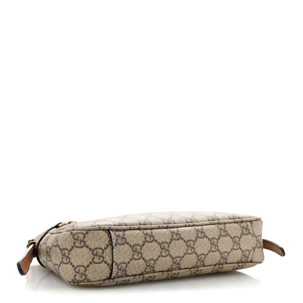 GG Supreme Monogram Textured Calfskin Small Emblem Shoulder Bag Beige Dark Brown