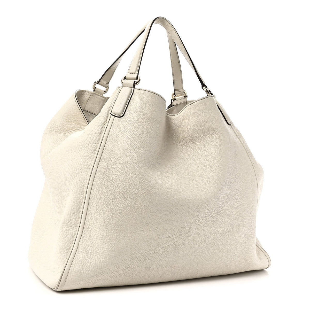 Pebbled Calfskin Large Soho Shoulder Bag Off White