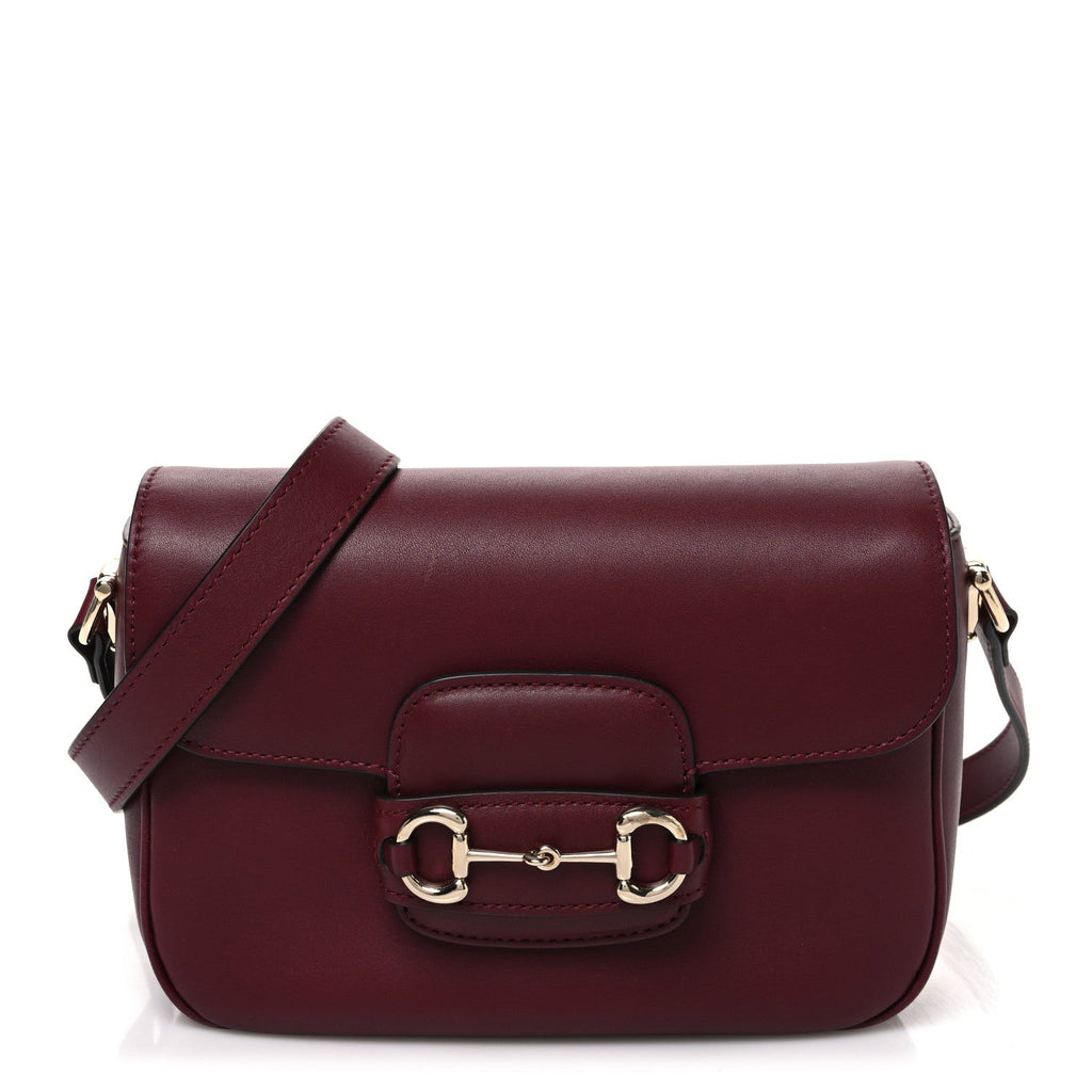 Arabella Calfskin Horsebit 1955 Soft Small Shoulder Bag Rosso Ancora