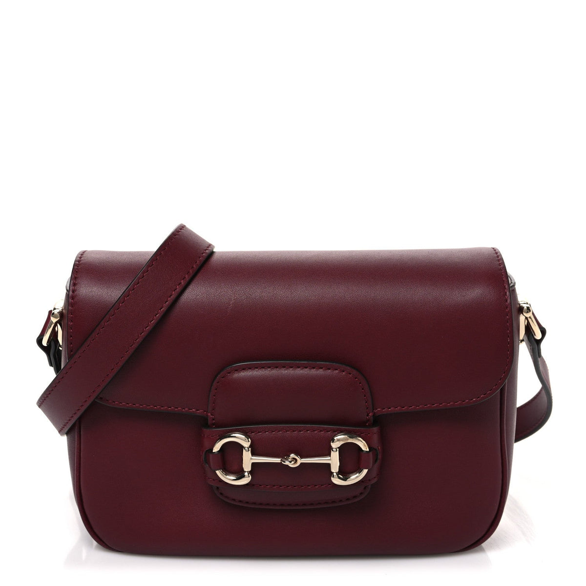 Arabella Calfskin Horsebit 1955 Soft Small Shoulder Bag Rosso Ancora