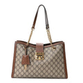 GG Supreme Monogram Medium Padlock Tote Beige Cuir