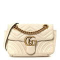 Calfskin Matelasse Mini GG Marmont Shoulder Bag White