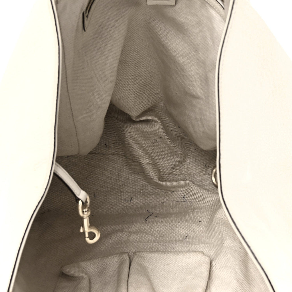 Pebbled Calfskin Large Soho Shoulder Bag Off White