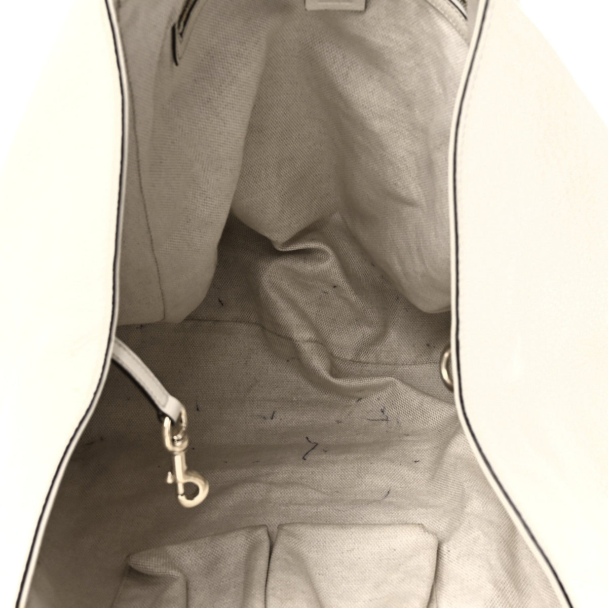 Pebbled Calfskin Large Soho Shoulder Bag Off White