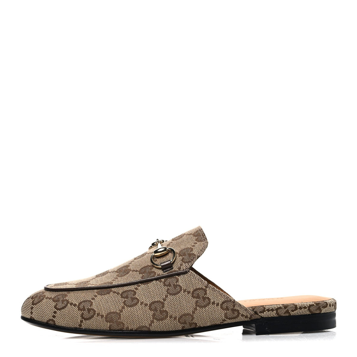 Canvas GG Monogram Horsebit Womens Princetown Slippers 35 Beige Ebony New Acero