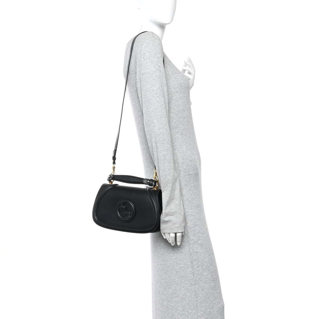 Arabella Calfskin Medium Blondie Top Handle Bag  Black