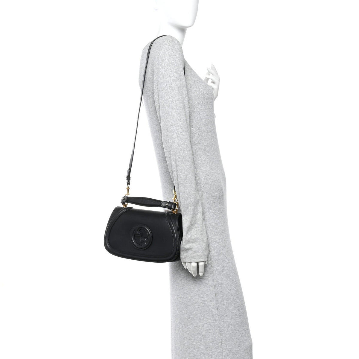 Arabella Calfskin Medium Blondie Top Handle Bag  Black