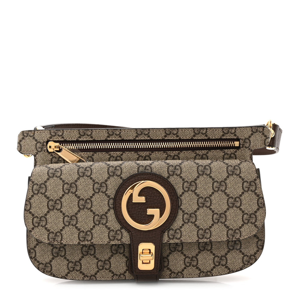 GG Supreme Monogram Textured Dollar Calfskin Blondie Belt Bag Beige Ebony New Acero