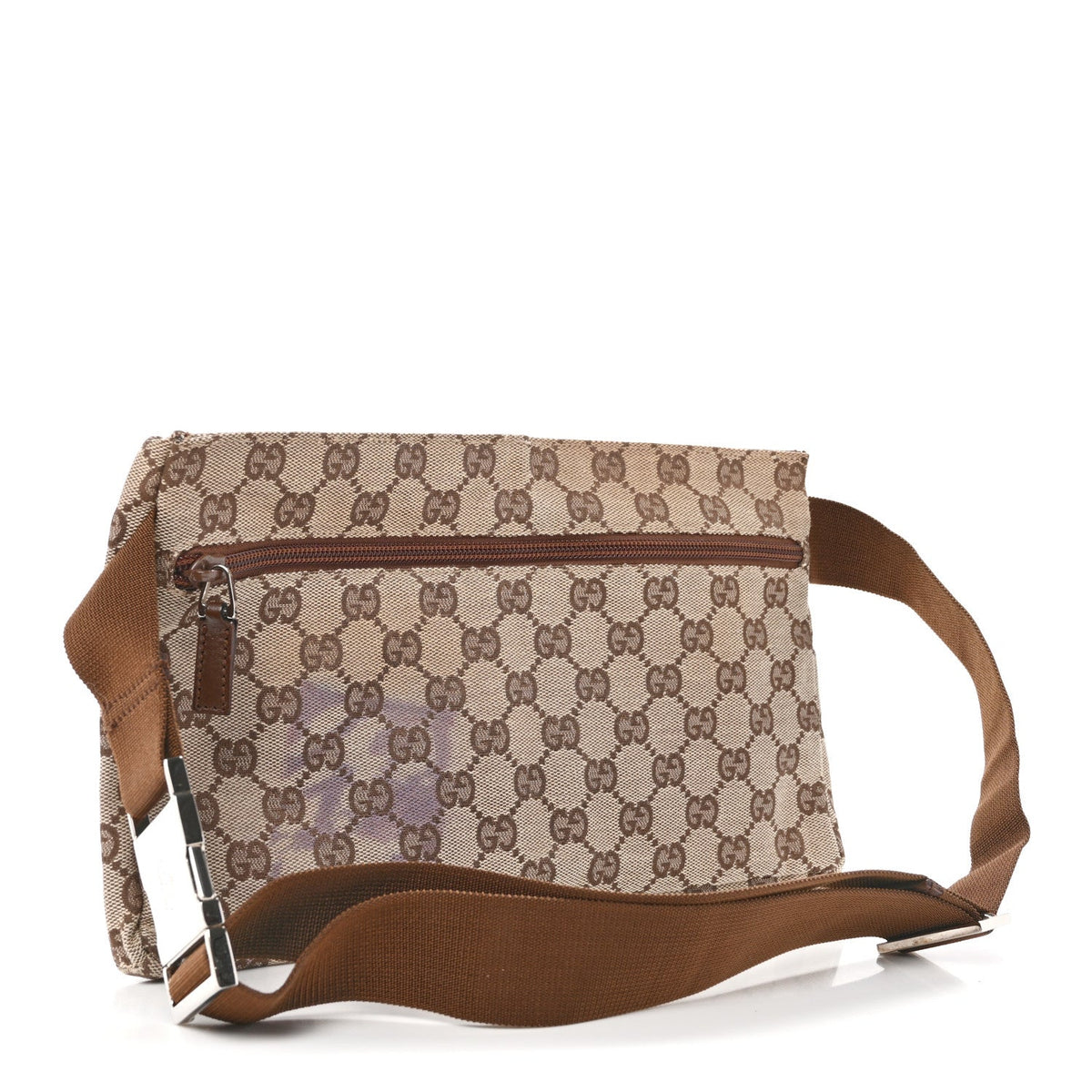 GG Monogram Web Double Pocket Belt Bag Ebony