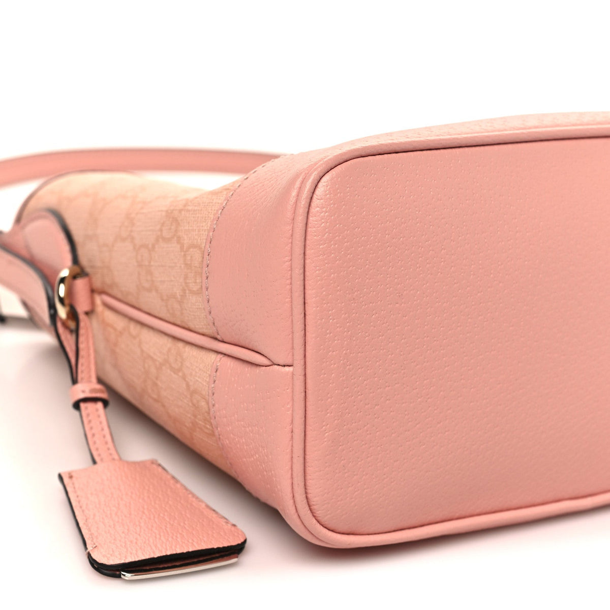 GG Supreme Monogram Textured Dollar Calfskin Web Small Ophidia Bucket Shoulder Bag Rose Pink