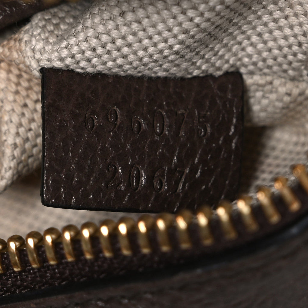 Monogram Jumbo GG Textured Dollar Calfskin Web Mini Crossbody Bag Camel Ebony New Acero
