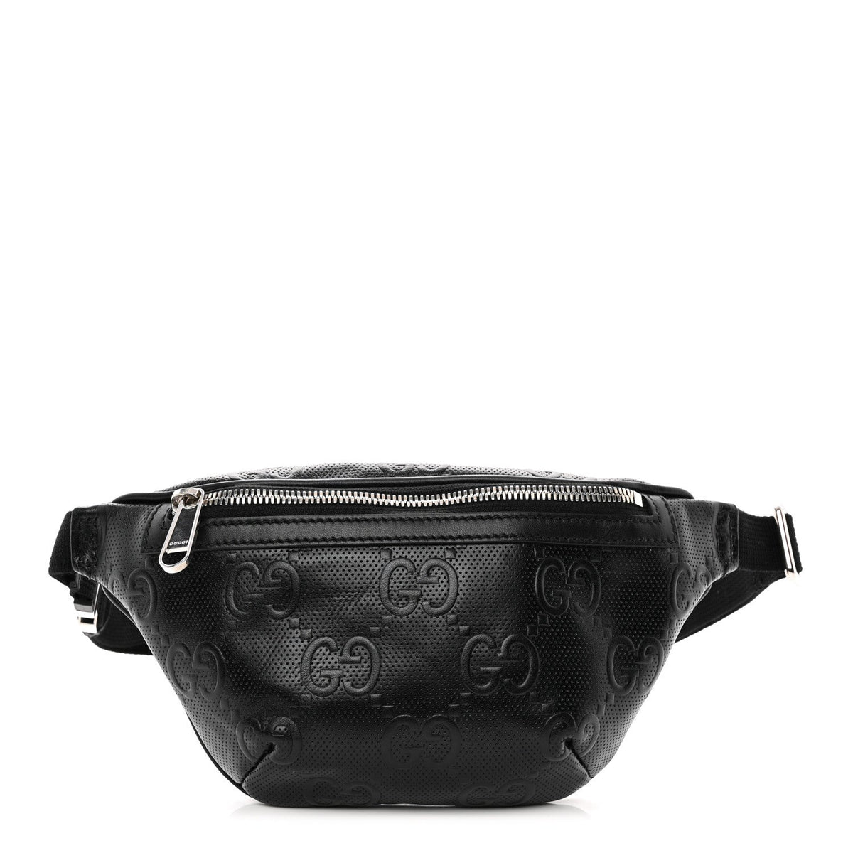 Calfskin GG Tennis Embossed Belt Bag Black