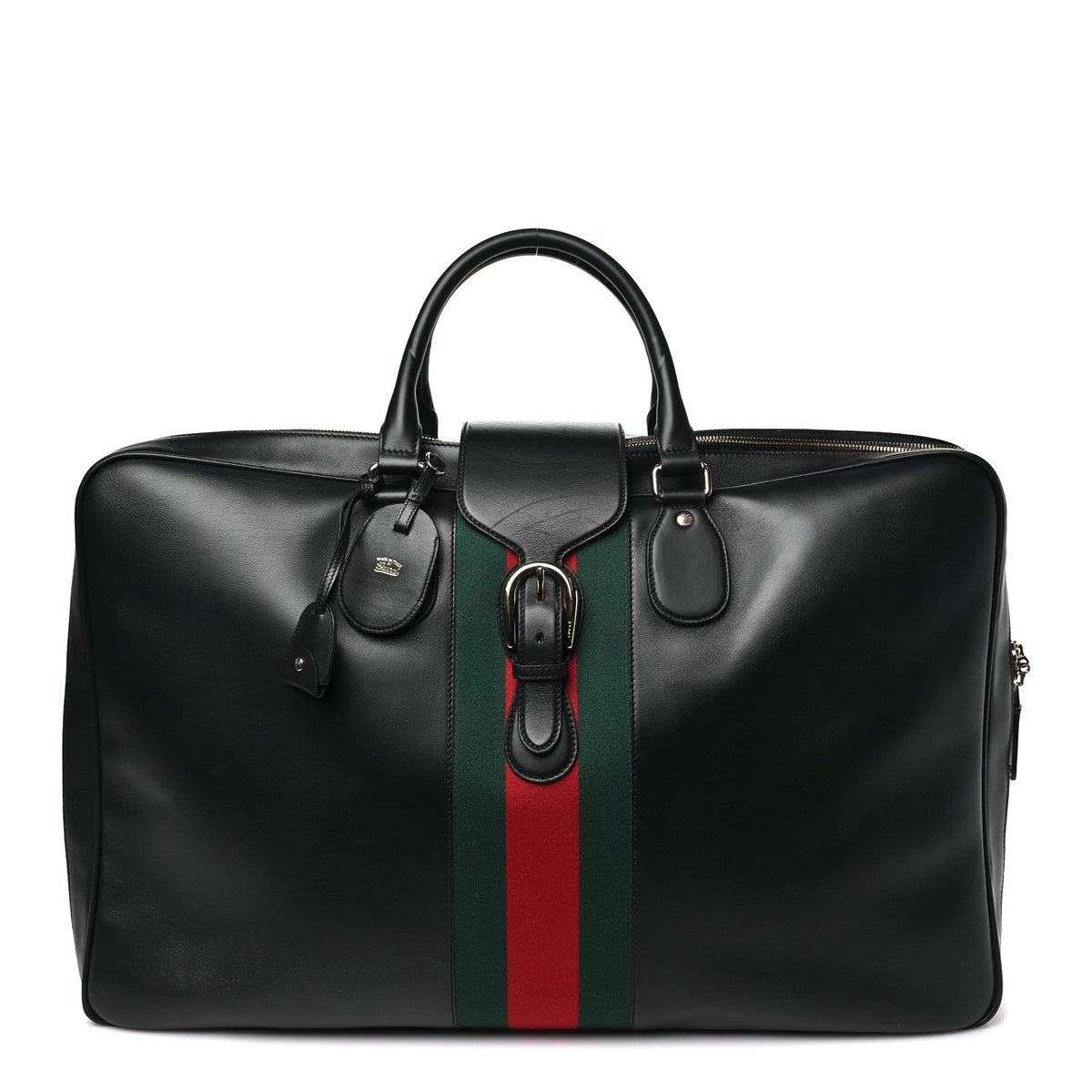 Calfskin Web Suitcase Black