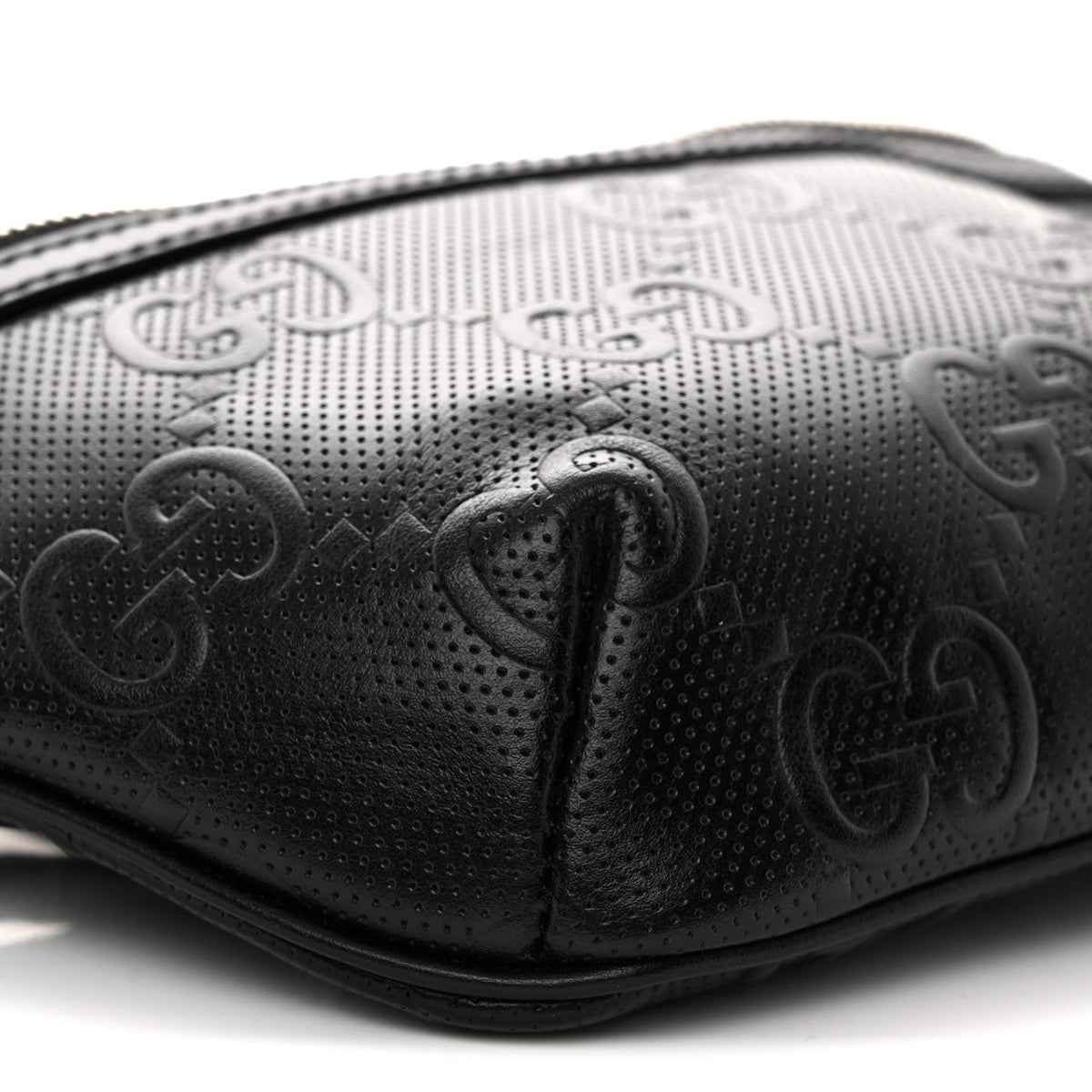 Calfskin GG Tennis Embossed Belt Bag Black