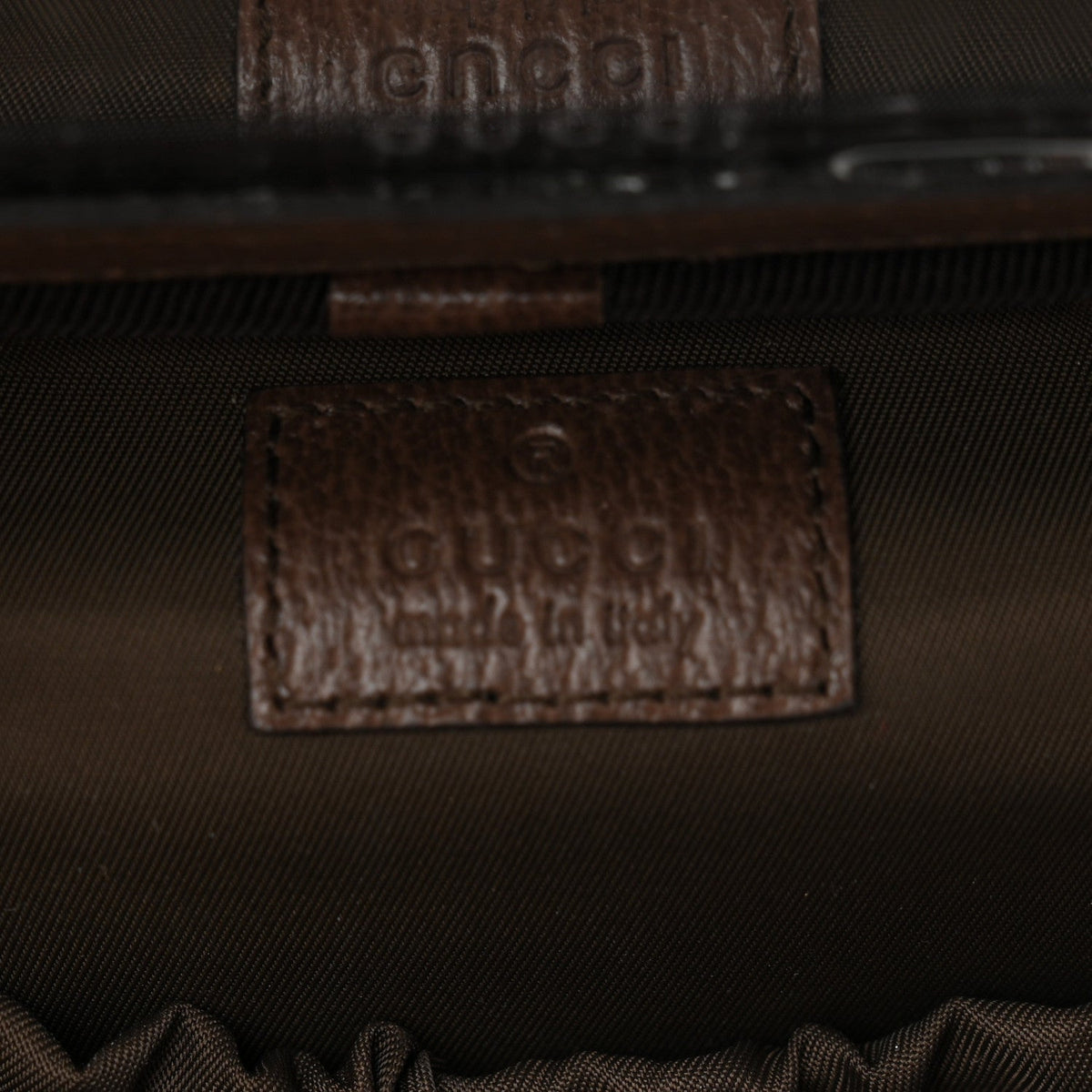 GG Supreme Monogram Textured Calfskin Web Ophidia Vanity Cosmetic Case Beige Ebony New Acero