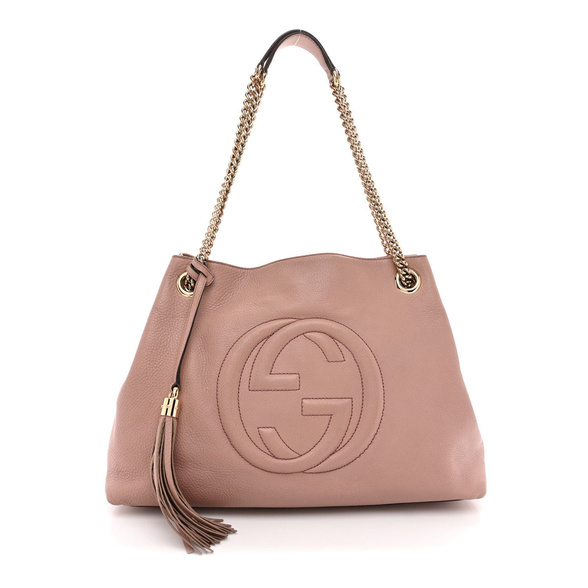 Pebbled Calfskin Medium Soho Chain Shoulder Bag Antique Rose