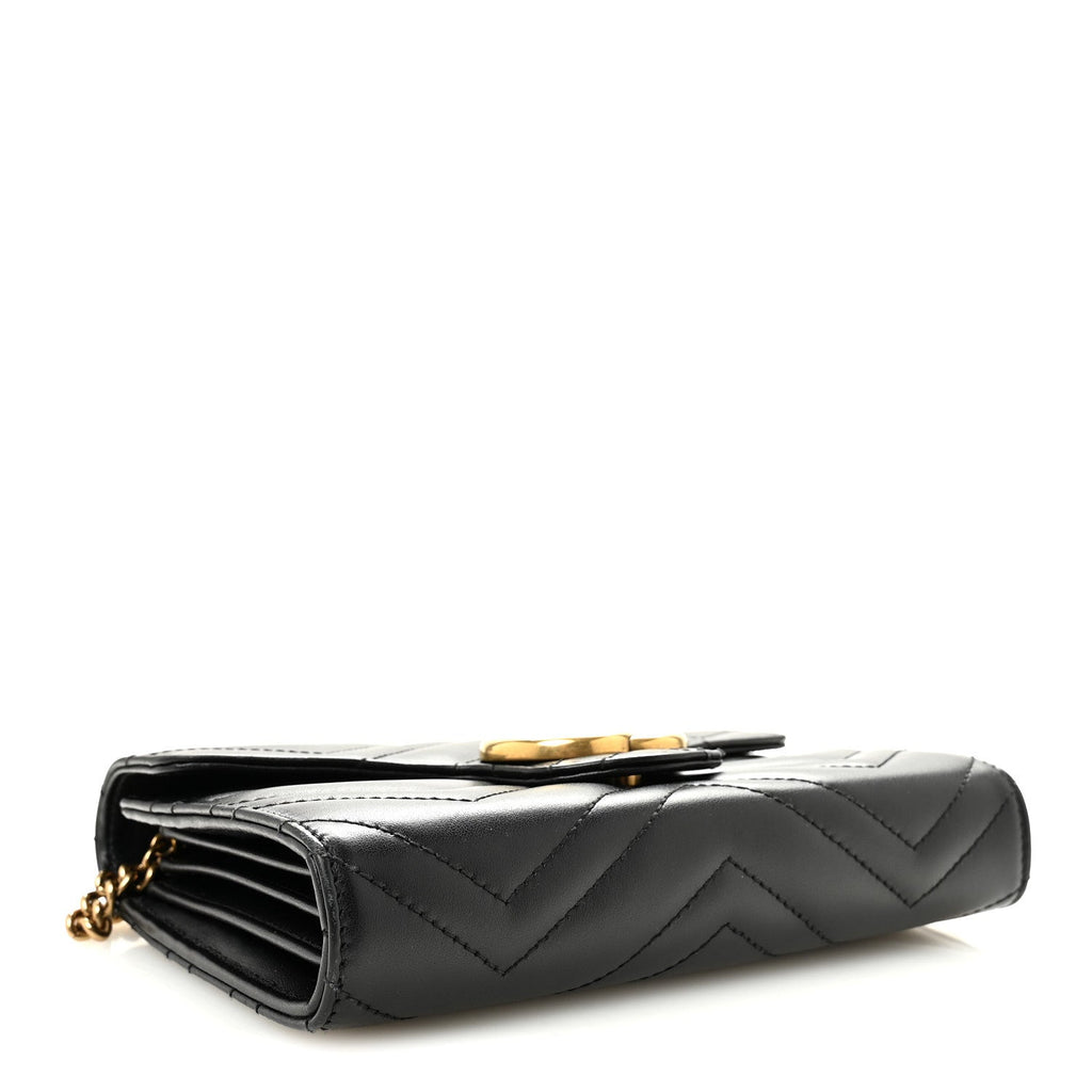 Calfskin Matelasse GG Marmont Chain Wallet Black