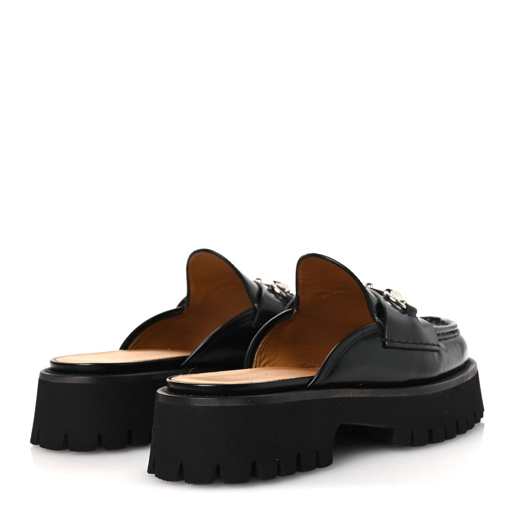 Cordovan Lux Womens Sylke Horsebit Platform Mules 37 Black