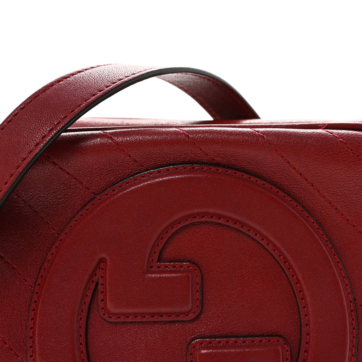 Sakai Be Green Calfskin Diagonal Stitched Small Blondie Shoulder Bag Rosso