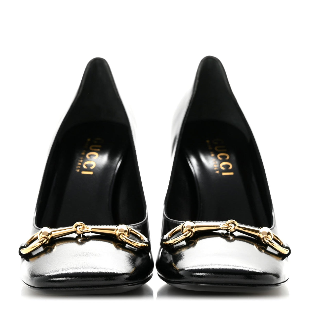 Shiny Calfskin Horsebit Signora 85mm Pumps 39 Black