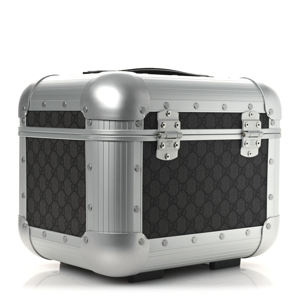GG Supreme Monogram Aluminum Porter Beauty Case Silver