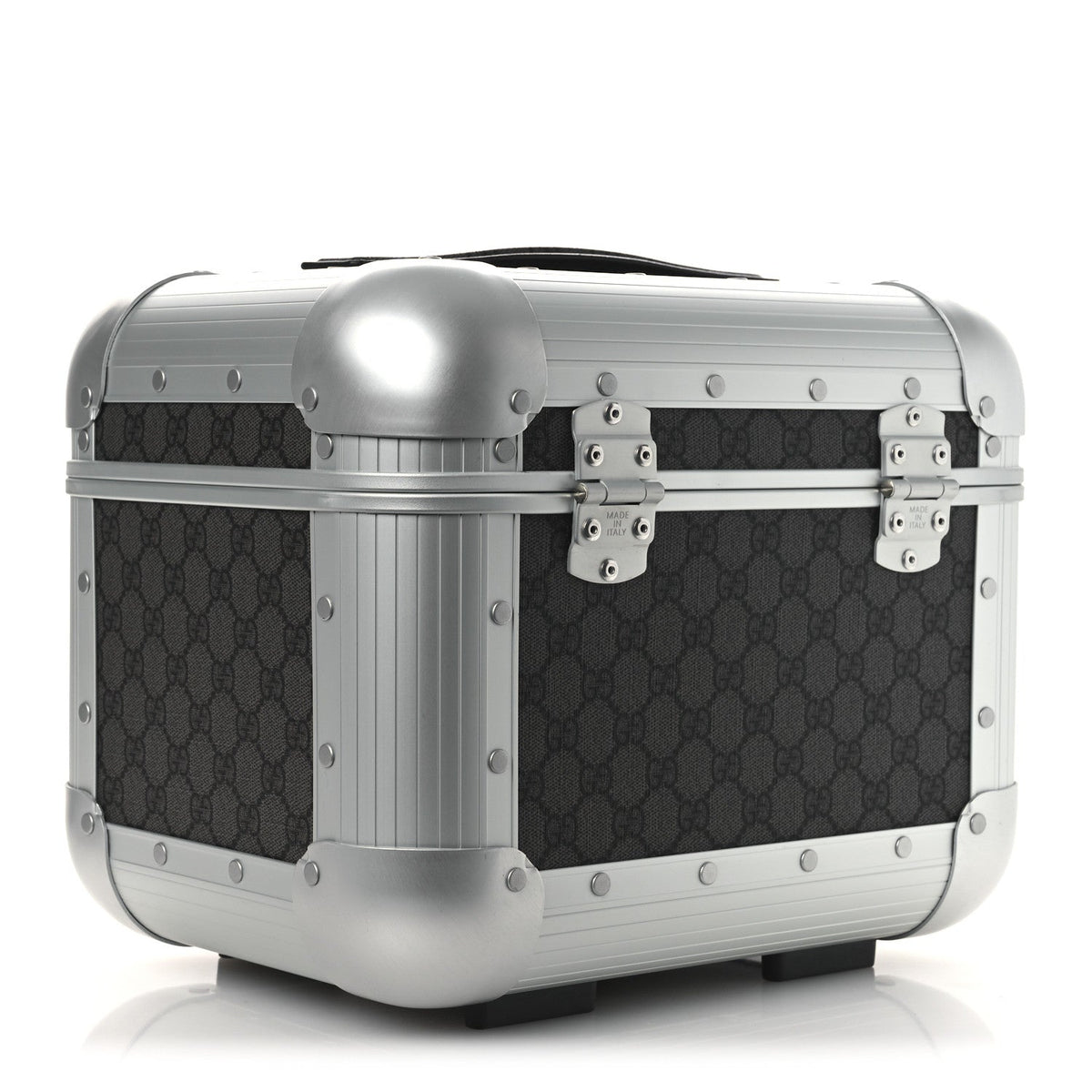 GG Supreme Monogram Aluminum Porter Beauty Case Silver