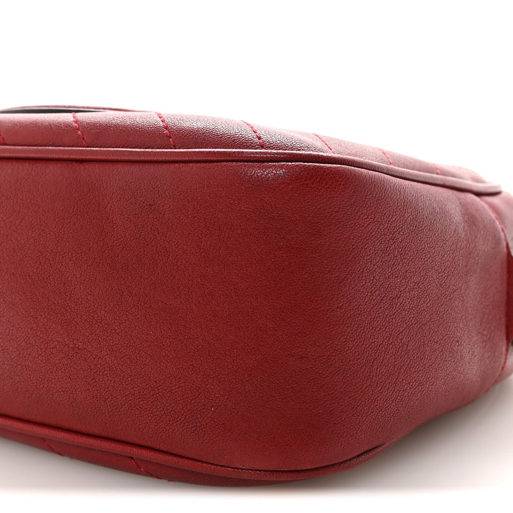 Sakai Be Green Calfskin Diagonal Stitched Small Blondie Shoulder Bag Rosso