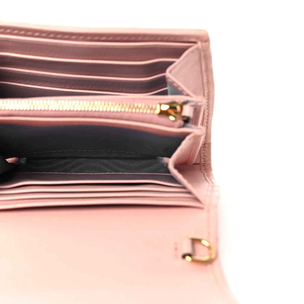 Roxy Calfskin Medium Blondie Chain Wallet Powder Pink