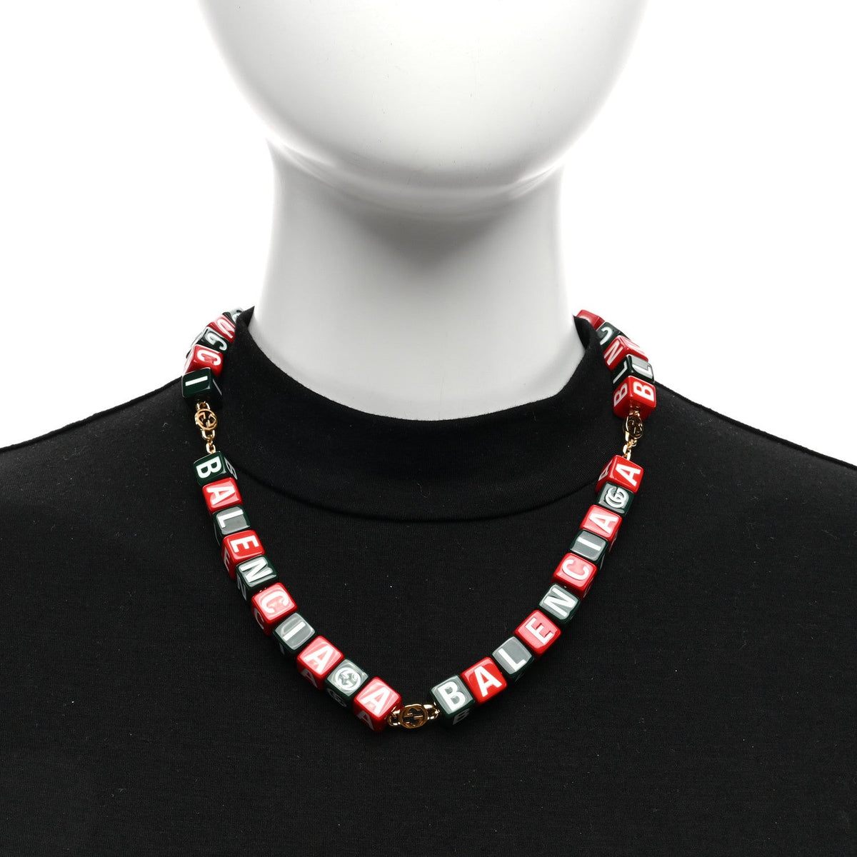X BALENCIAGA Resin Symbols Necklace Green Red
