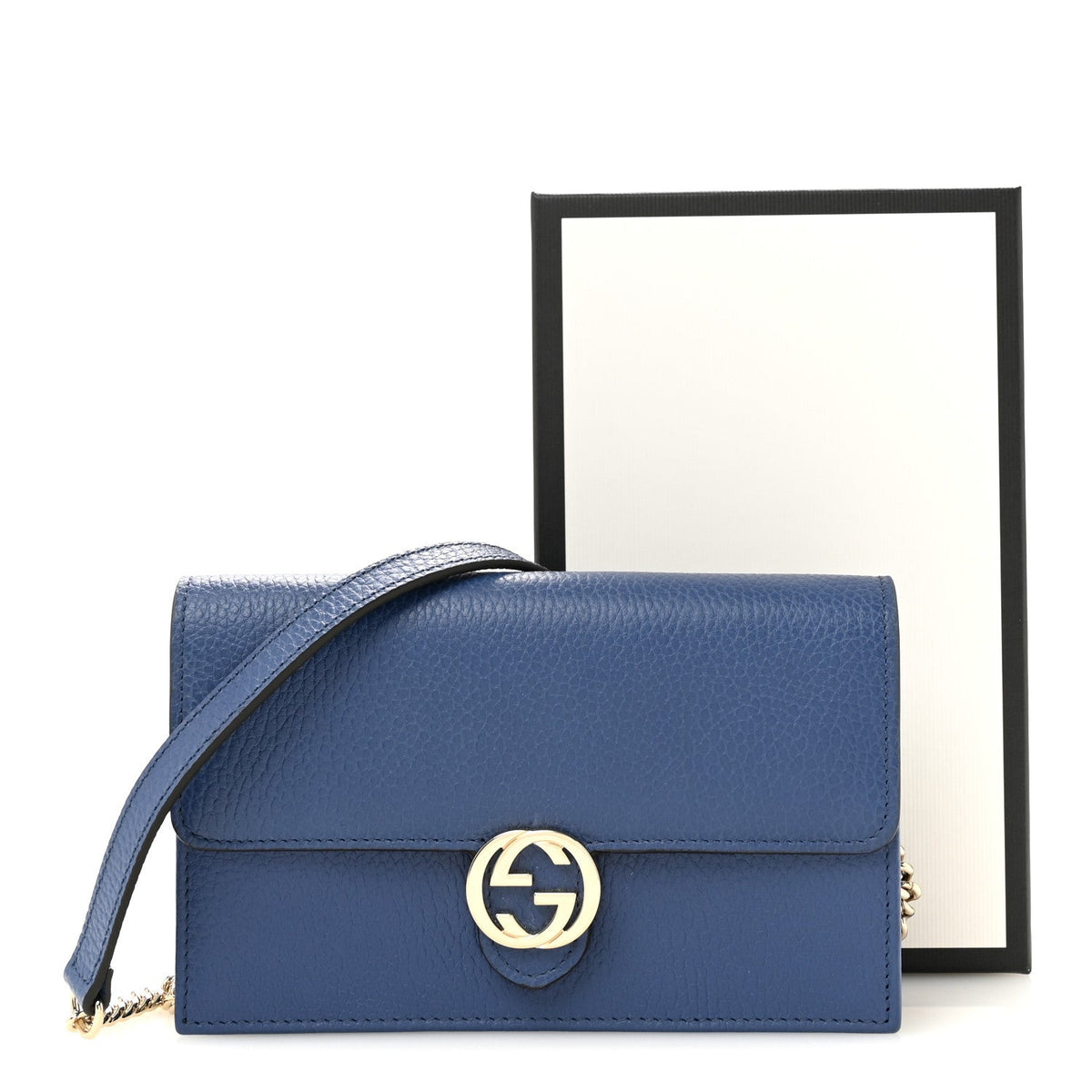 Dollar Calfskin Interlocking G Chain Wallet Caspian