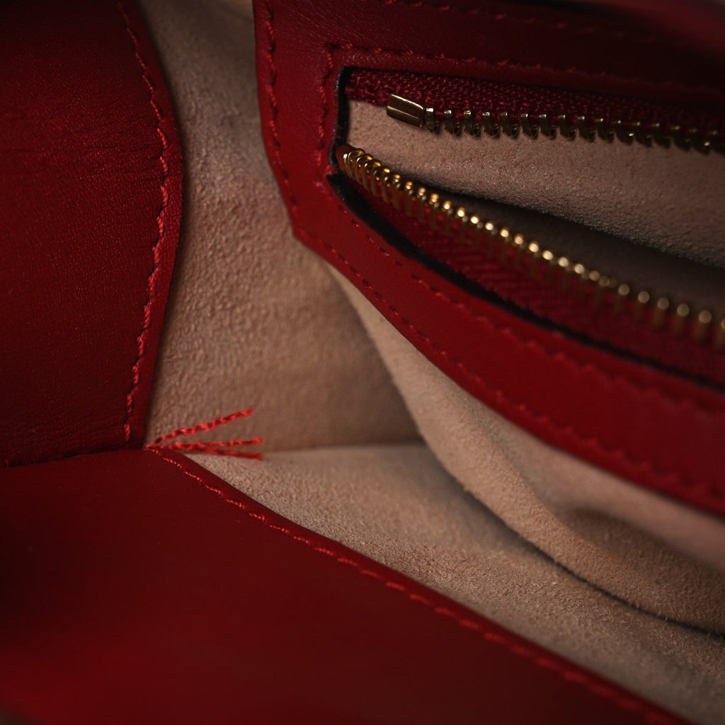 Nappa Bamboo Web Small Nymphaea Top Handle Bag Hibiscus Red