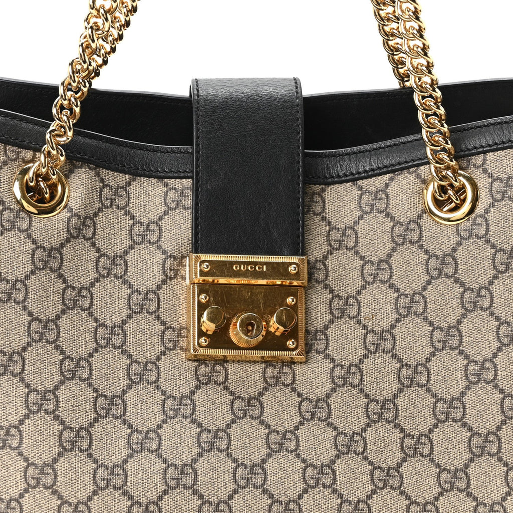 GG Supreme Monogram Medium Padlock Tote Black