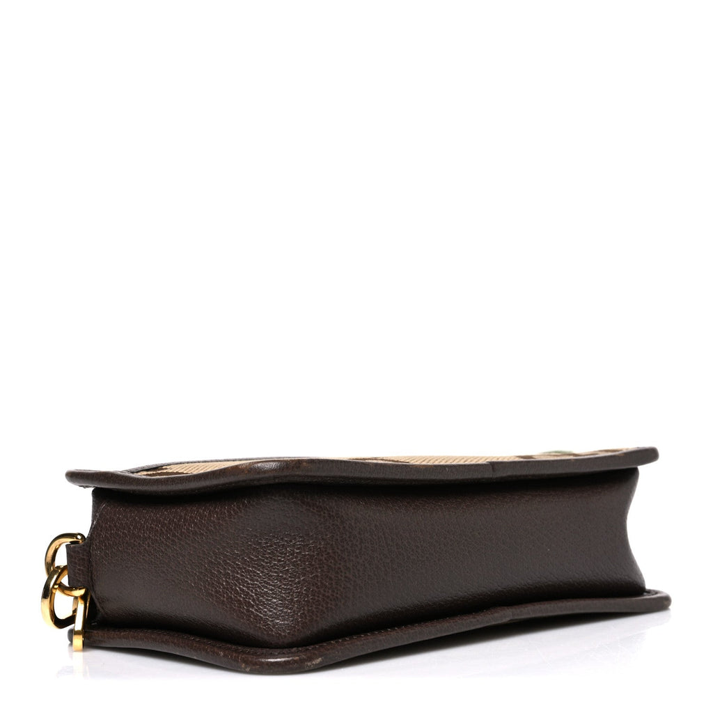 Monogram Jumbo GG Textured Dollar Calfskin Web Mini Crossbody Bag Camel Ebony New Acero