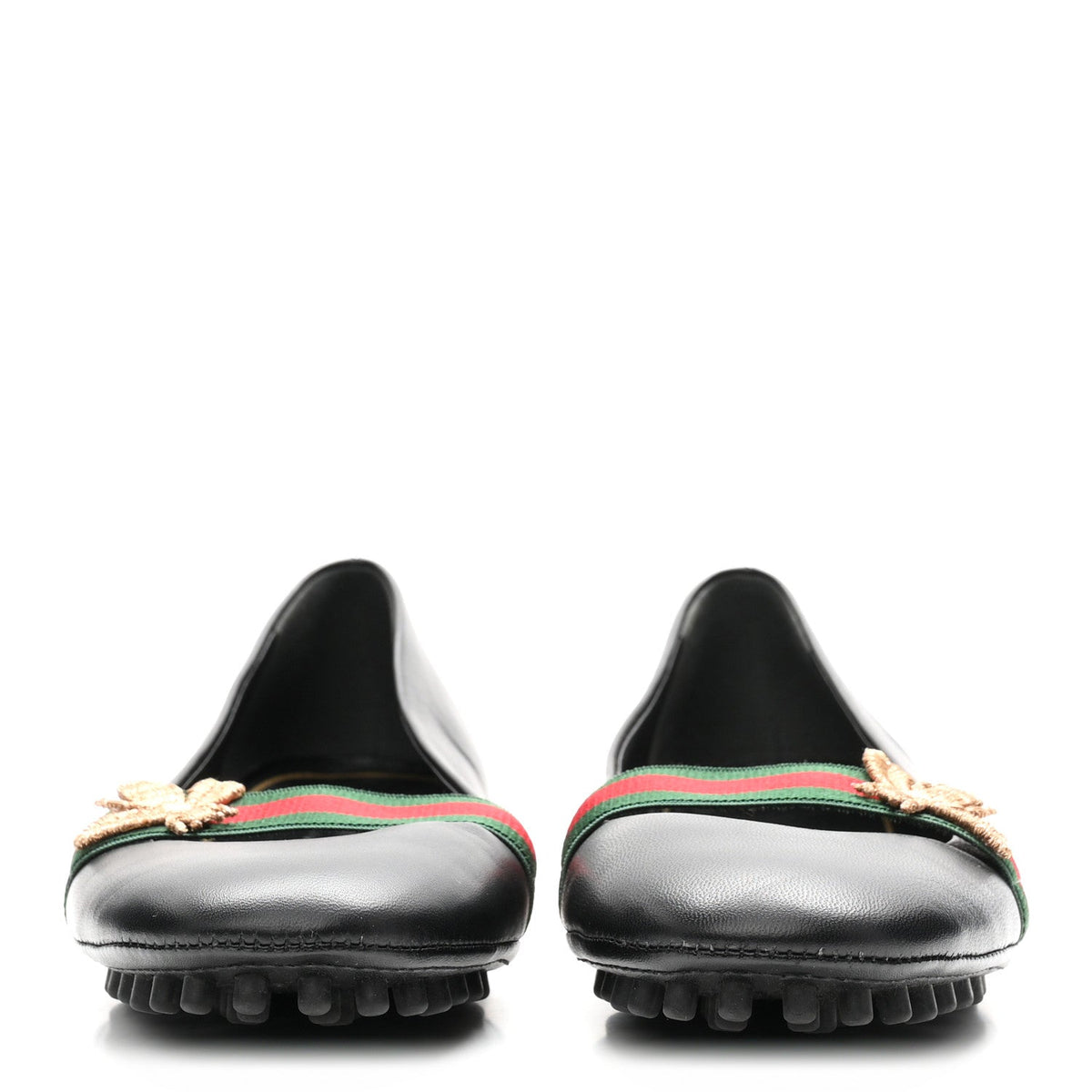 Calfskin Bayadere Bee Ballerina Flats 35.5 Black