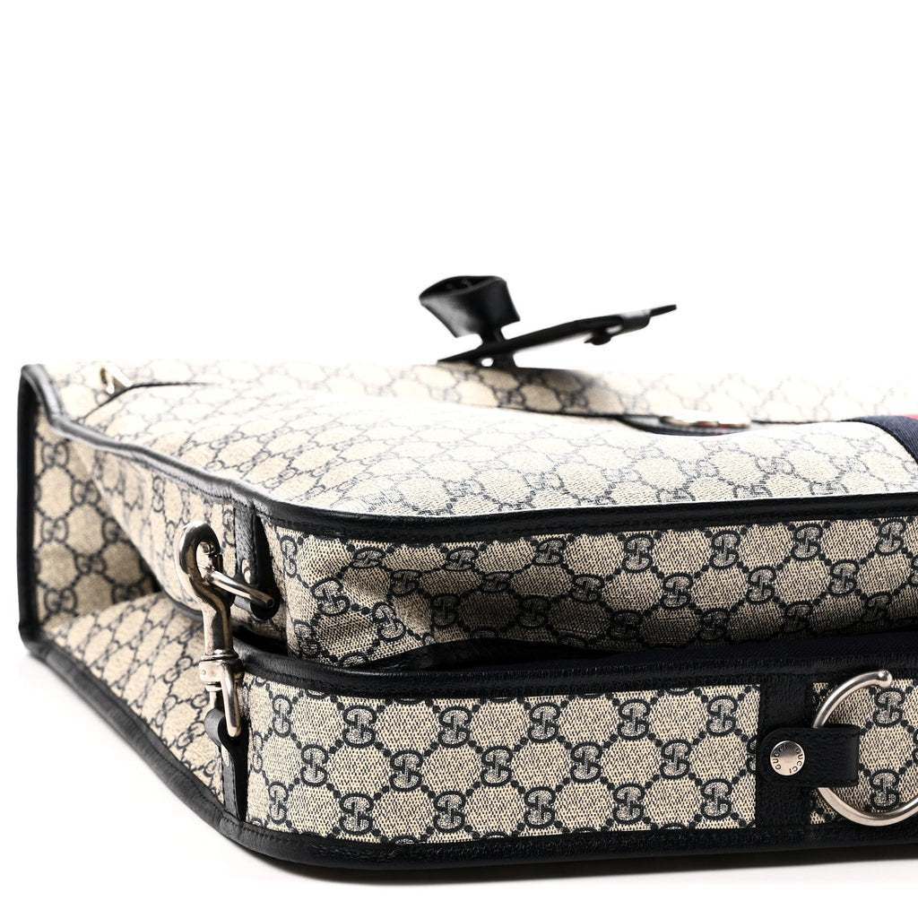 GG Supreme Monogram Web Savoy Garment Bag Beige Blue