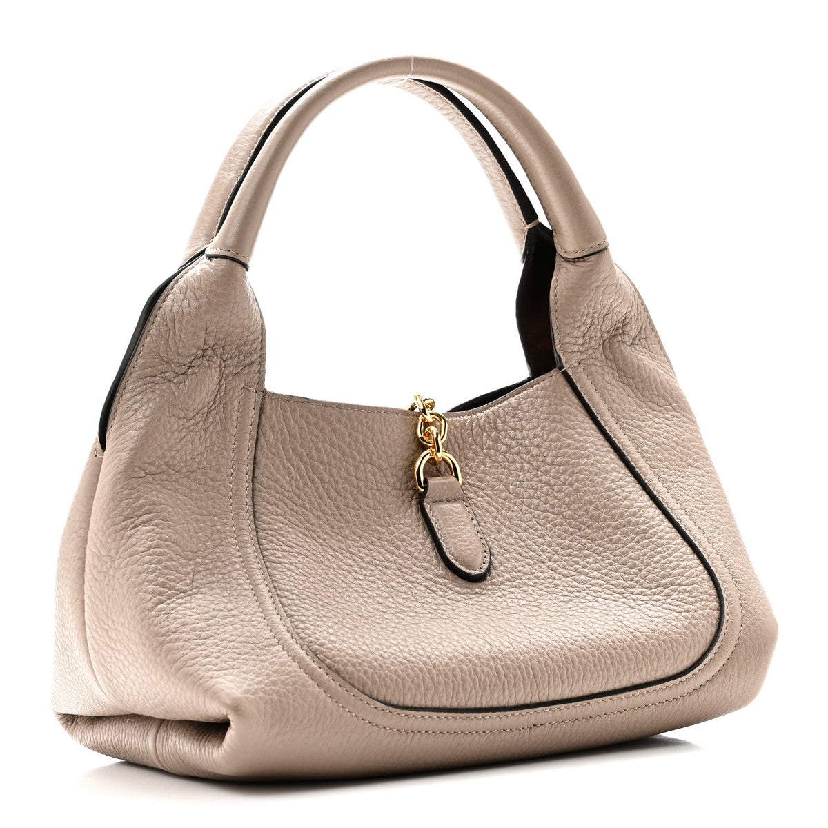 Grained Calfskin Softbit Medium Shoulder Bag Taupe Taupe