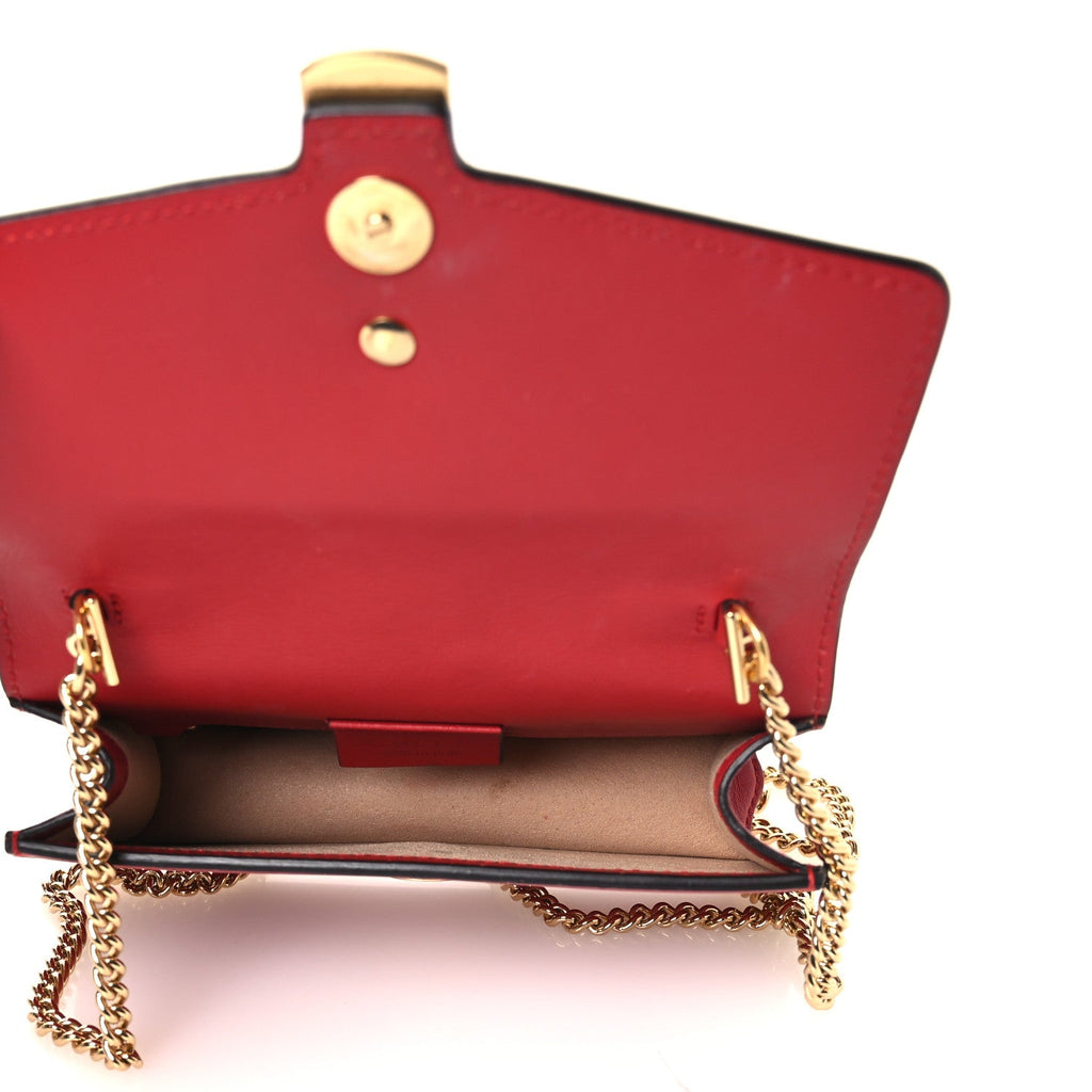 Calfskin Super Mini Sylvie Chain Shoulder Bag Hibiscus Red