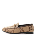 Monogram Jumbo GG Malaga Kid Horsebit Womens Jordaan Loafers 35.5 Beige Ebony New Acero