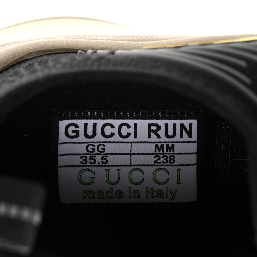 Technical Knit Fabric Waves Womens Gucci Run Sneakers 35.5 Black Silver Giallo Neon Yellow