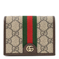 GG Supreme Monogram Web Ophidia Small Wallet Beige Dark Brown Beige Dark Brown