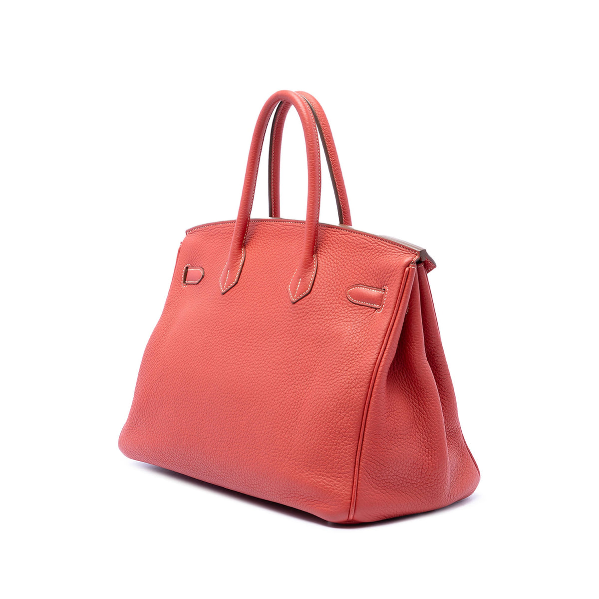 Birkin Handbag Red Clemence with Palladium Hardware 35