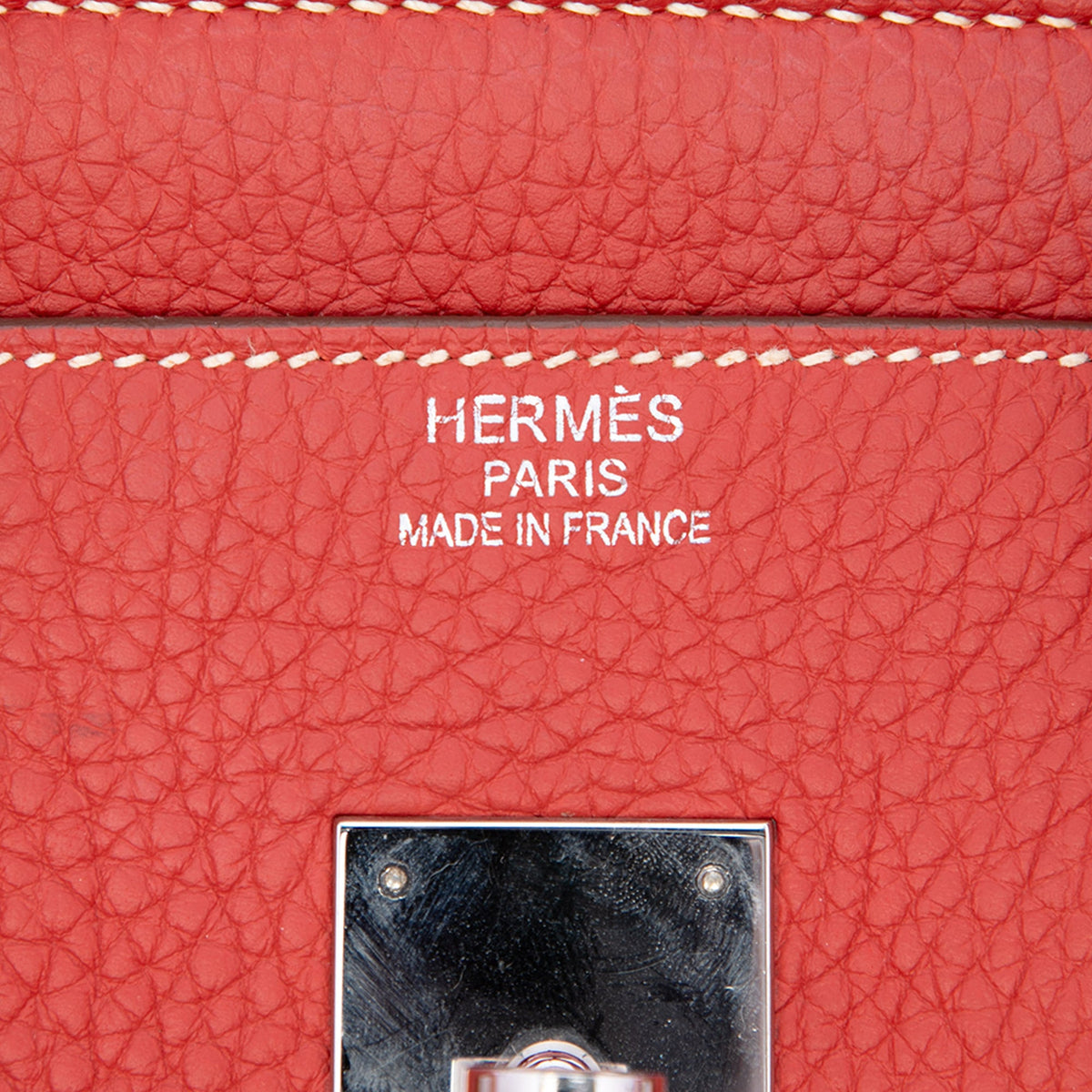 Birkin Handbag Red Clemence with Palladium Hardware 35