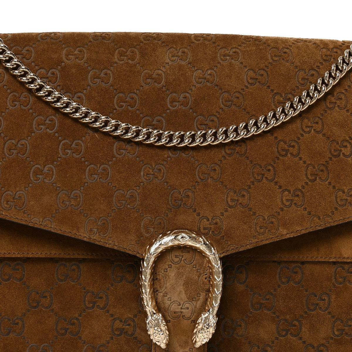 Suede GG Debossed Large Dionysus Shoulder Bag Brown