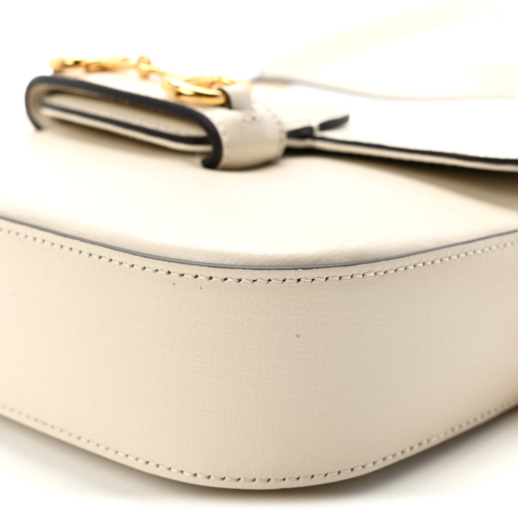 Azalea Calfskin Web Mini Horsebit 1955 Shoulder Bag Mystic White