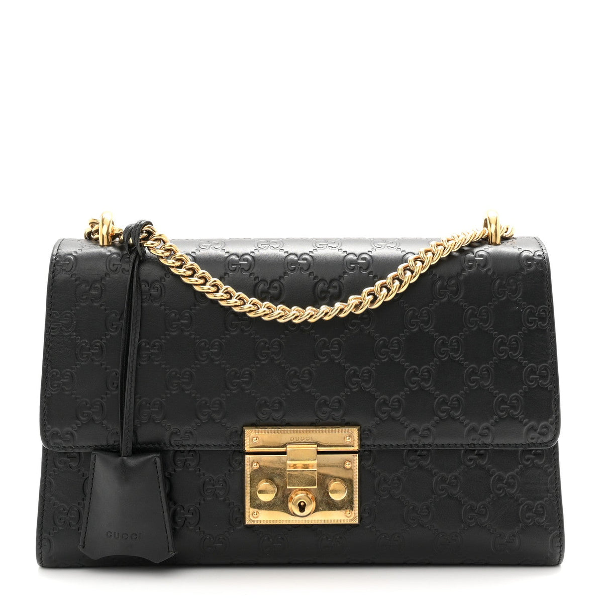 Guccissima Medium Padlock Shoulder Bag Black